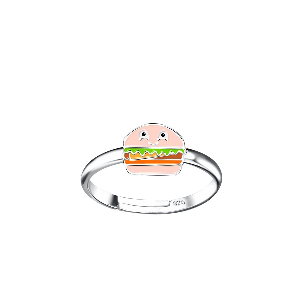 Silver Burger Adjustable Ring