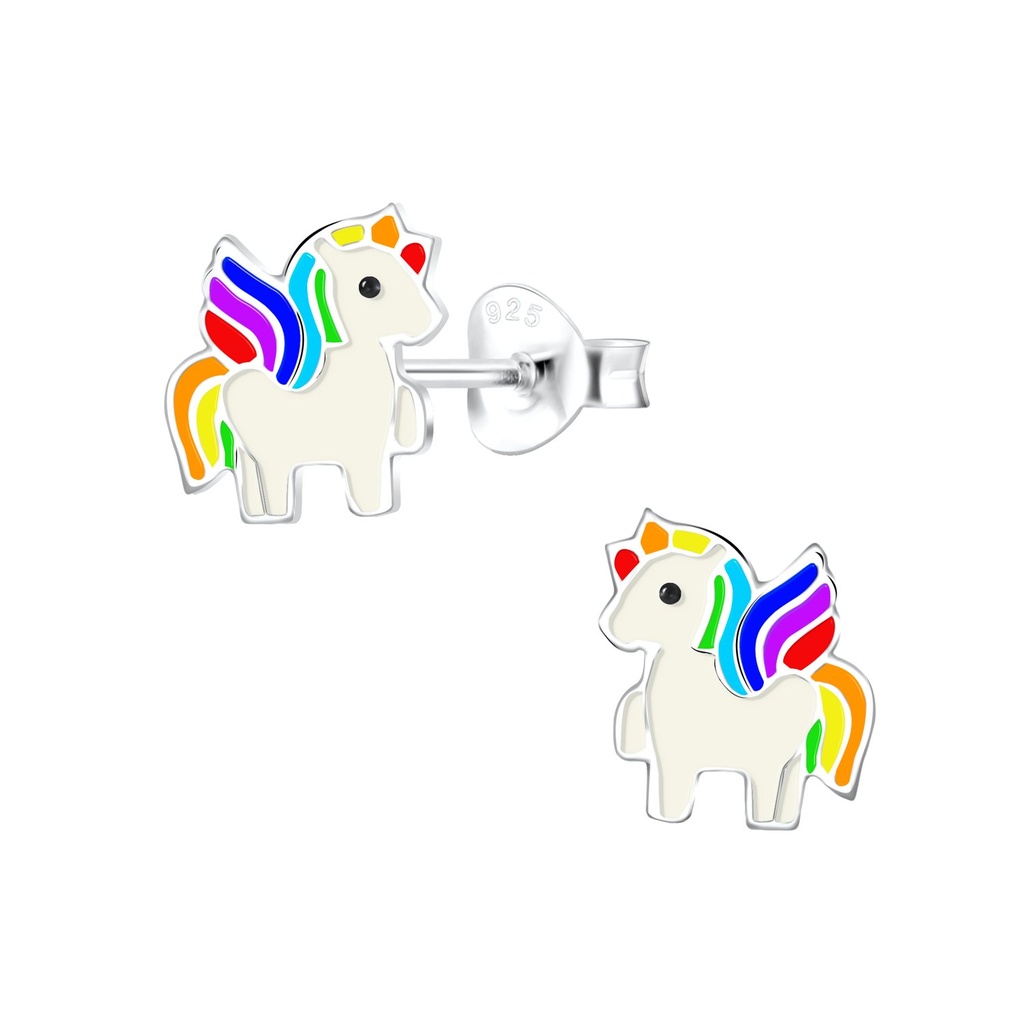 Silver Unicorn Stud Earrings