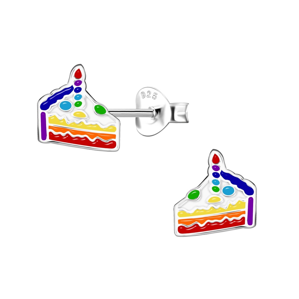 Silver Cake Stud Earrings