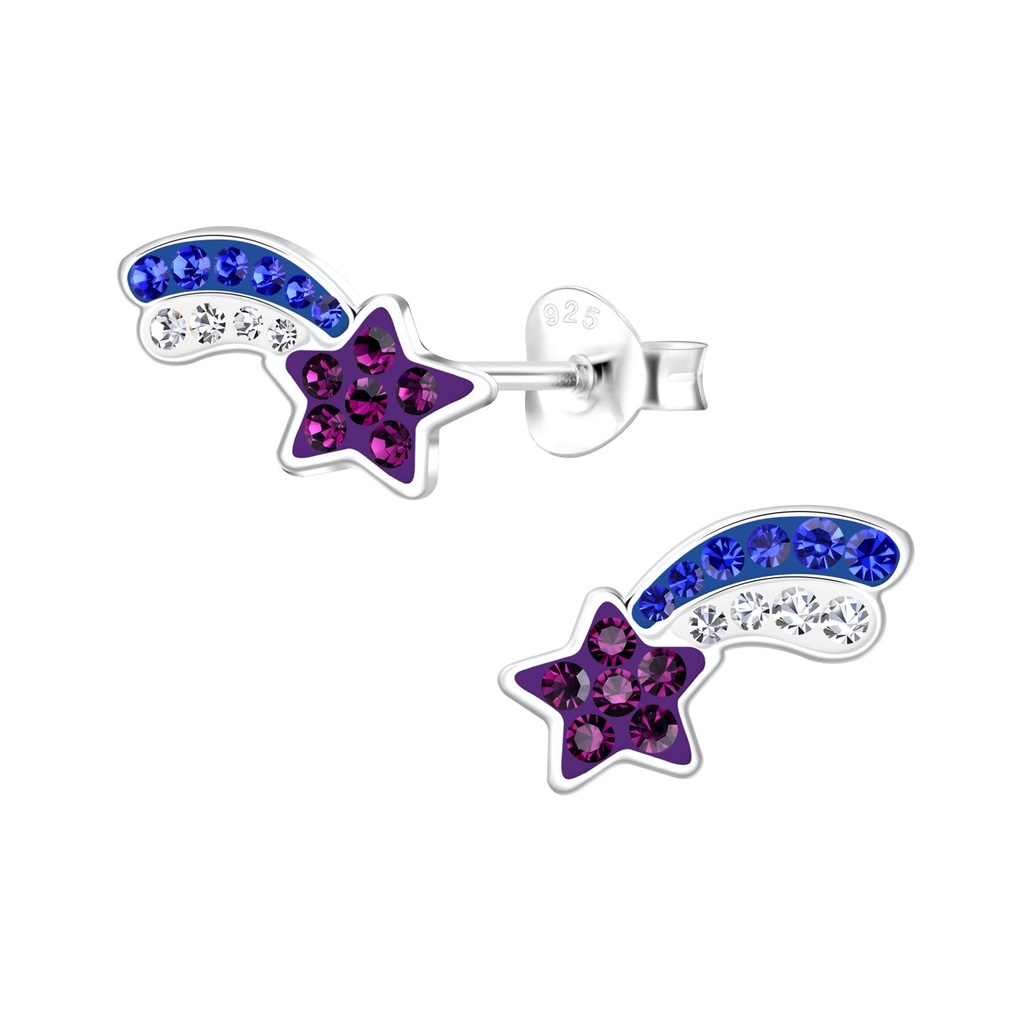 Puces d'oreilles étoile filante en argent