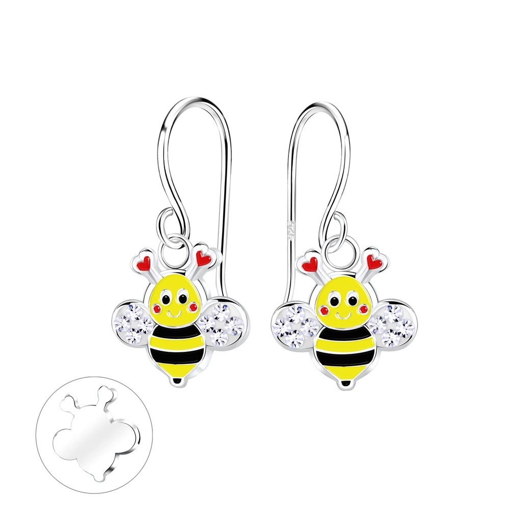[10014700] Boucles d'oreilles abeille en argent cristal