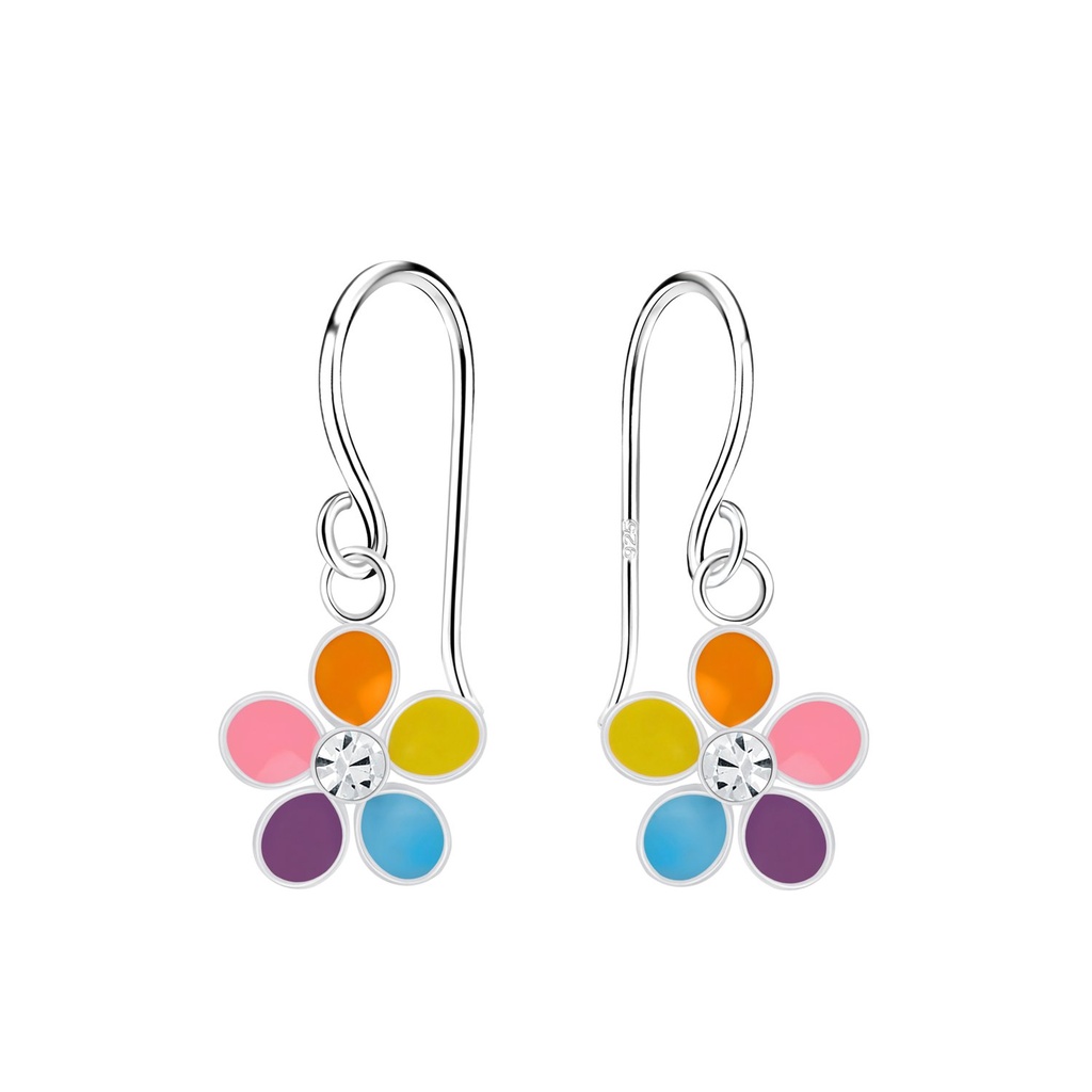 Boucles d'oreilles en argent cristal fleur