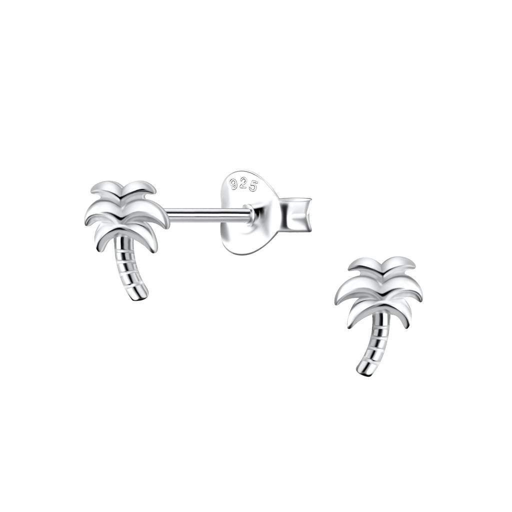 Silver Palm Tree Stud Earrings