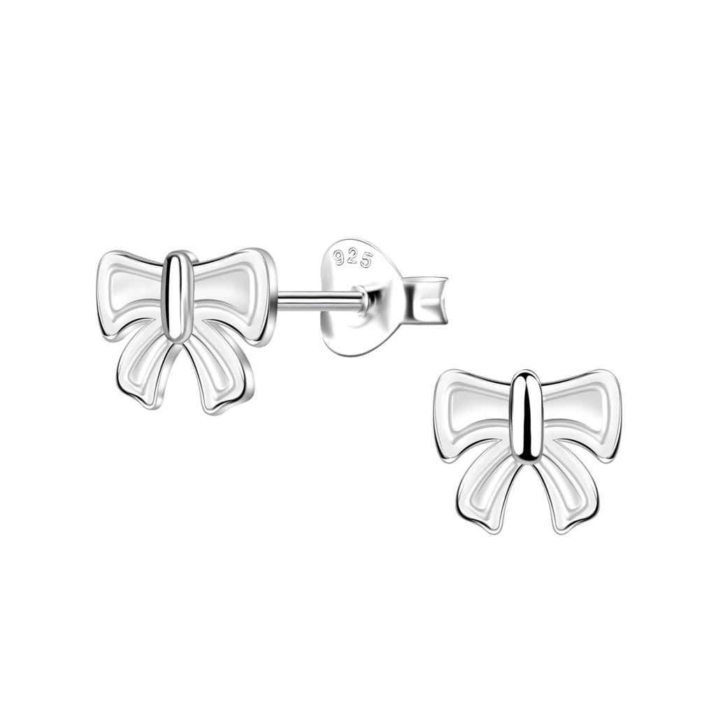 Silver Bow Stud Earrings