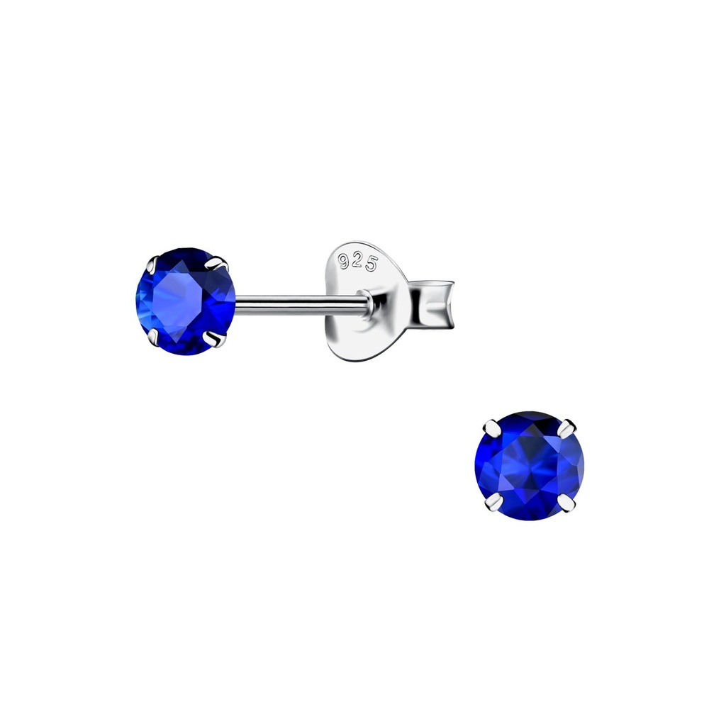 [10032969] Puces d'oreilles en argent zircon rond 4 mm