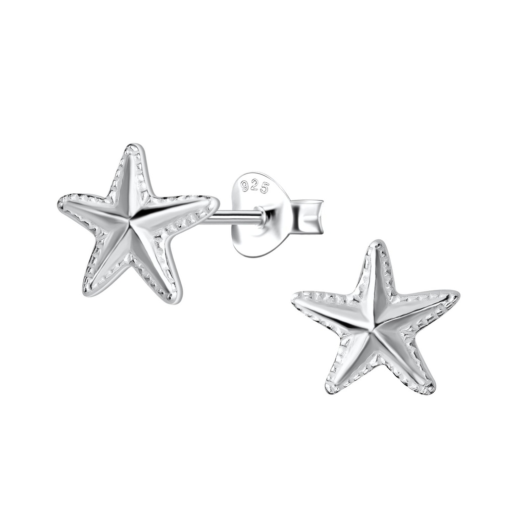 Puces d'oreilles étoile de mer en argent
