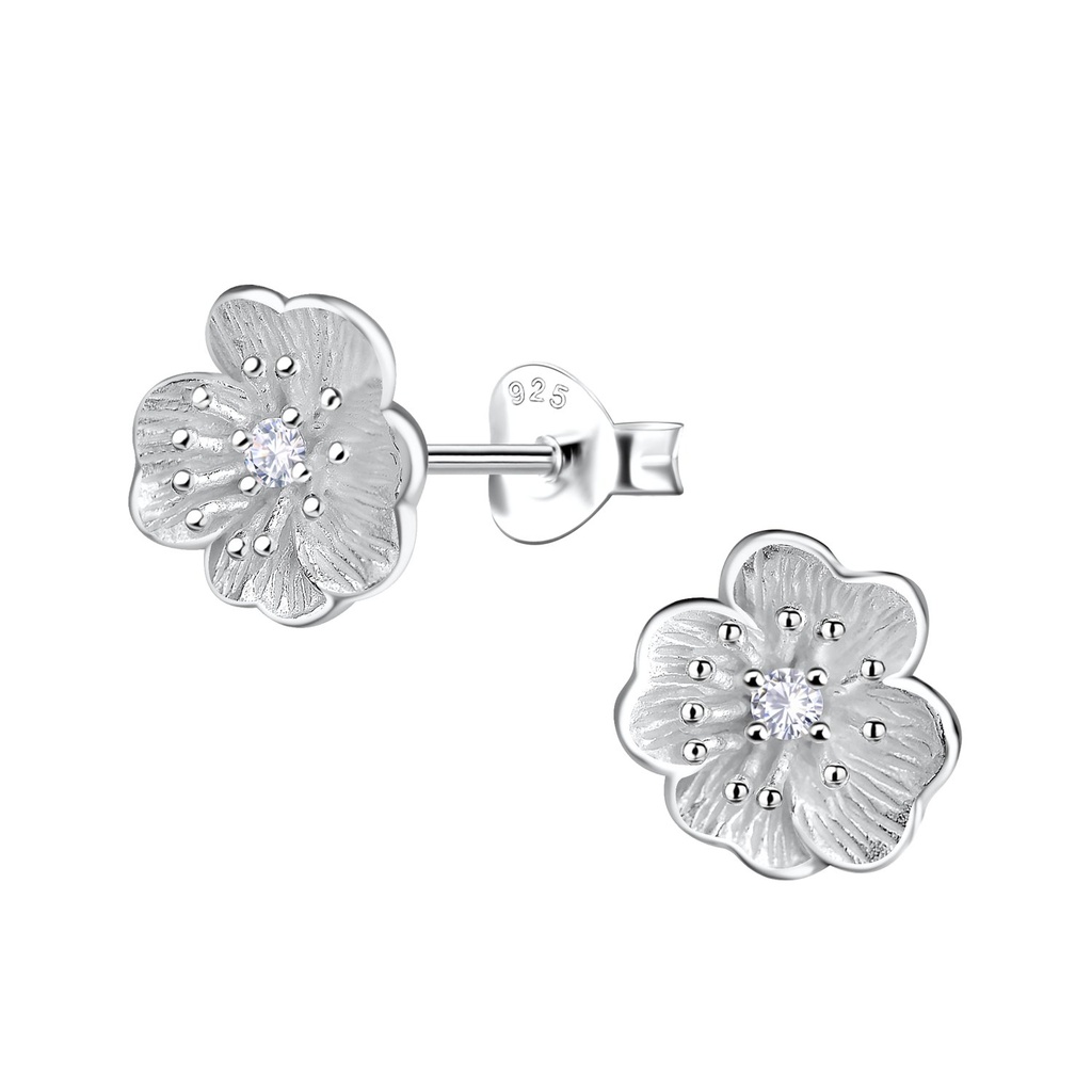 Silver Flower Stud Earrings