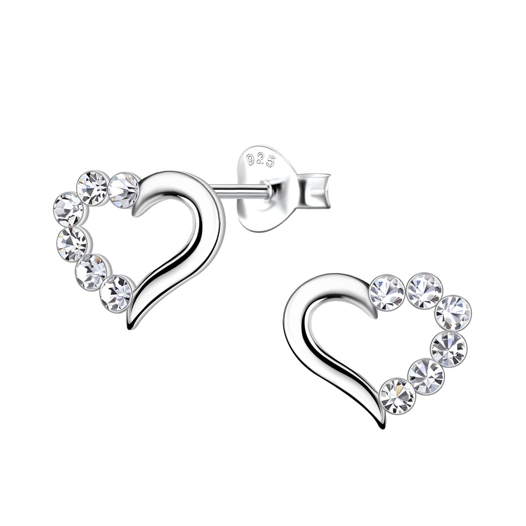 Silver Heart Stud Earrings
