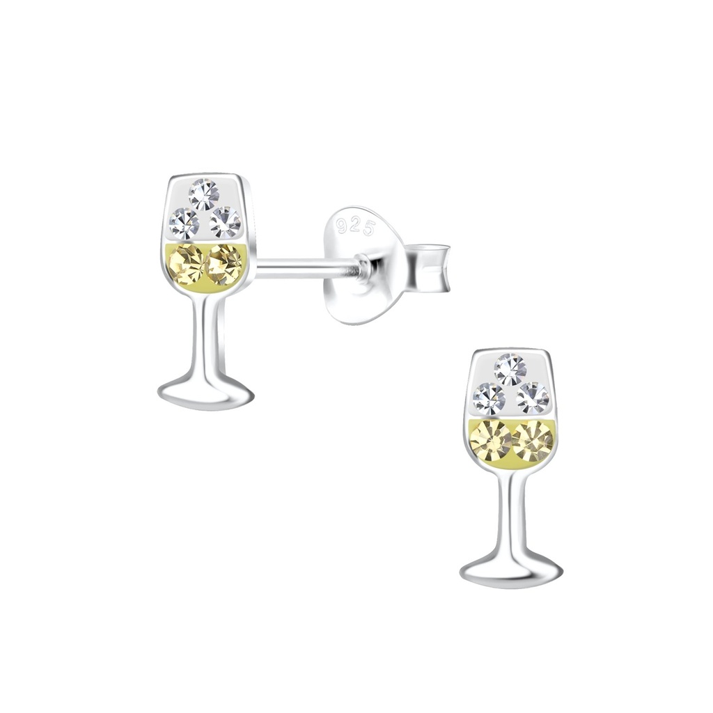 Puces d'oreilles verre à vin en argent