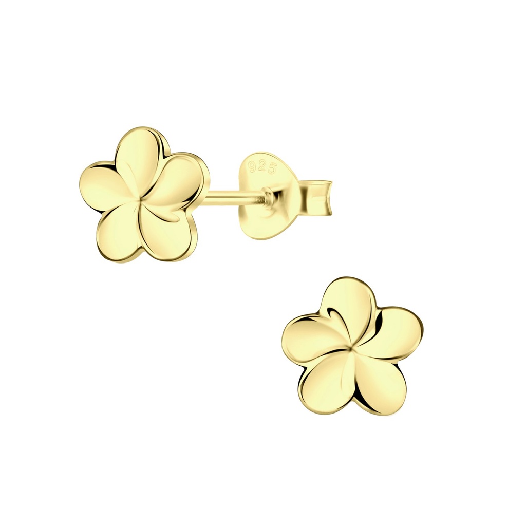Silver Plumeria Flower Stud Earrings