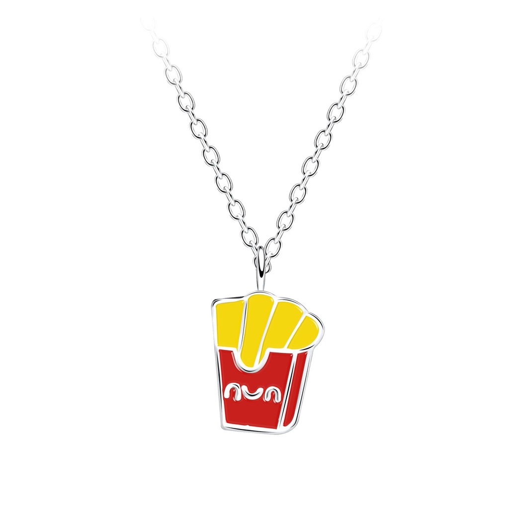 [10030853] Silver French Fries Necklace