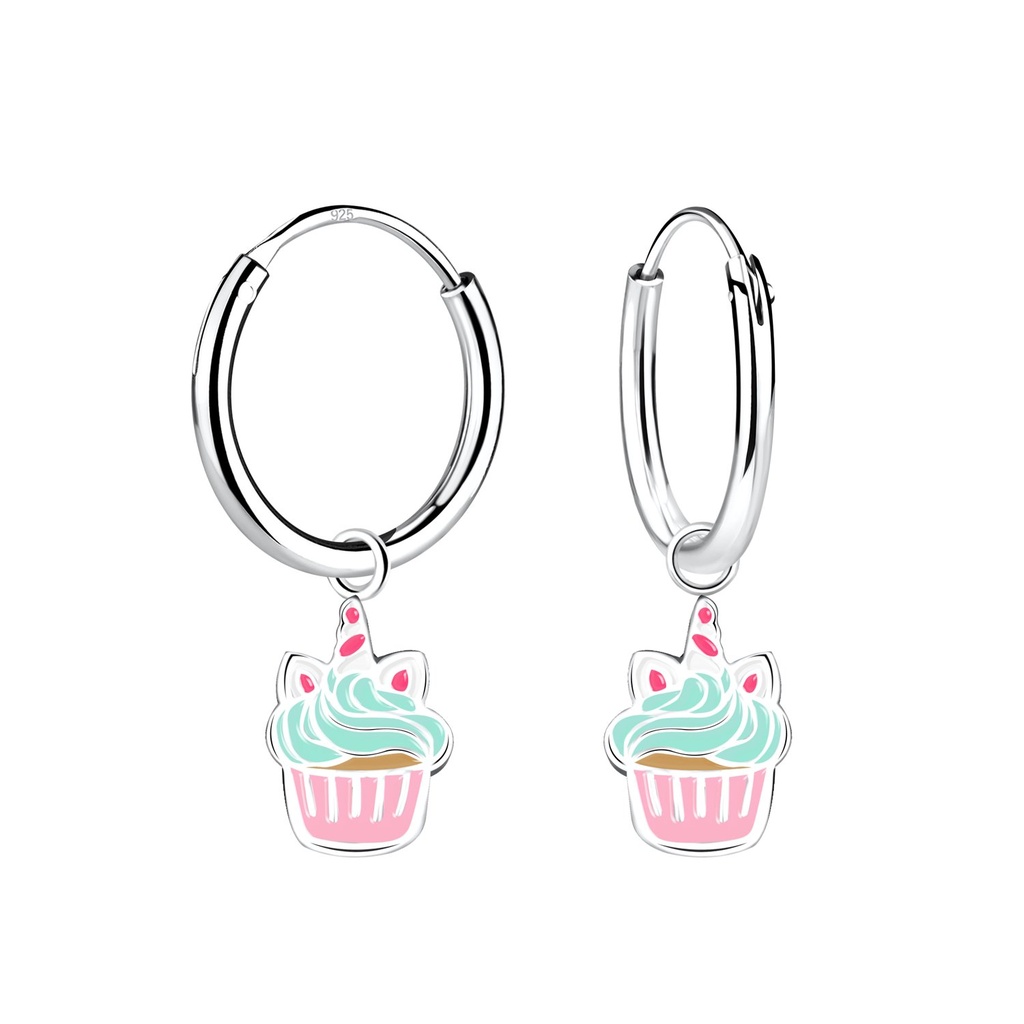 Créoles breloque cupcake en argent