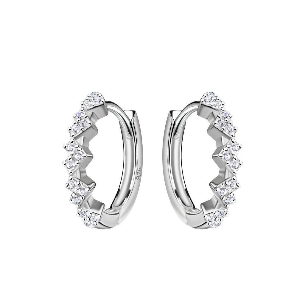 [10033265] 14mm Silver Heart Huggie Earrings
