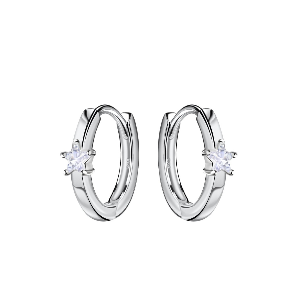 12mm Silver Star Huggie Earrings