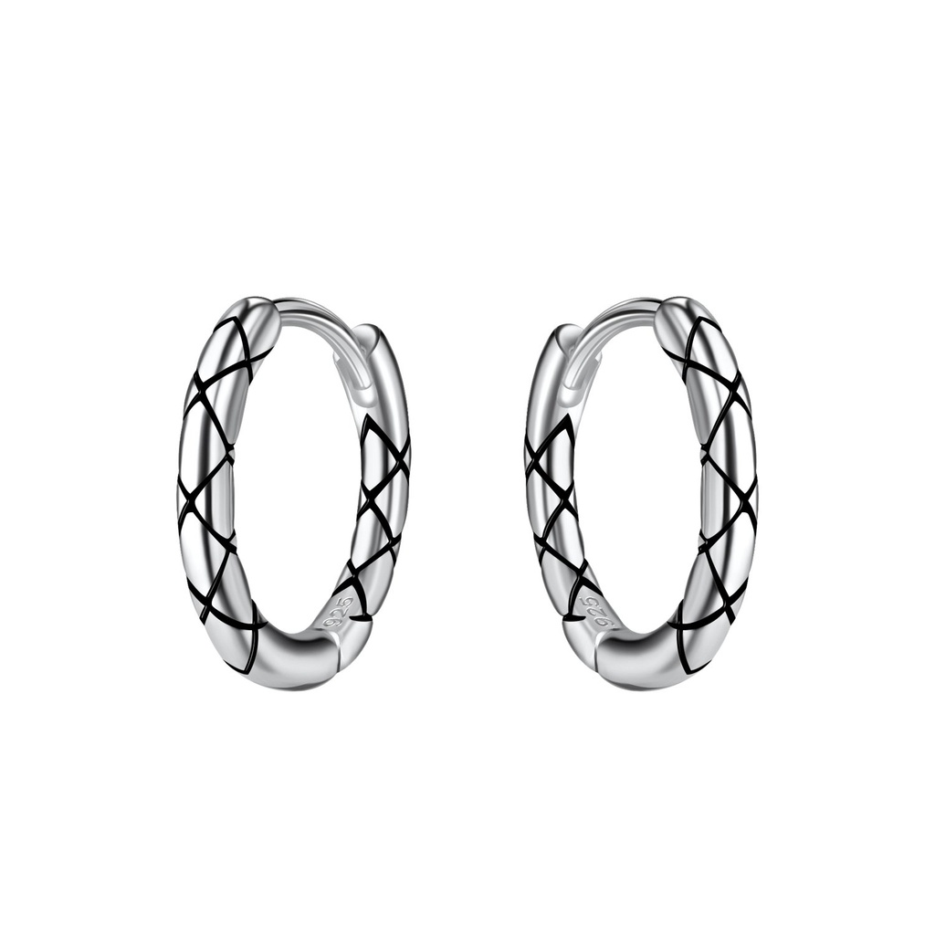Créoles huggie à motifs en argent 13 mm