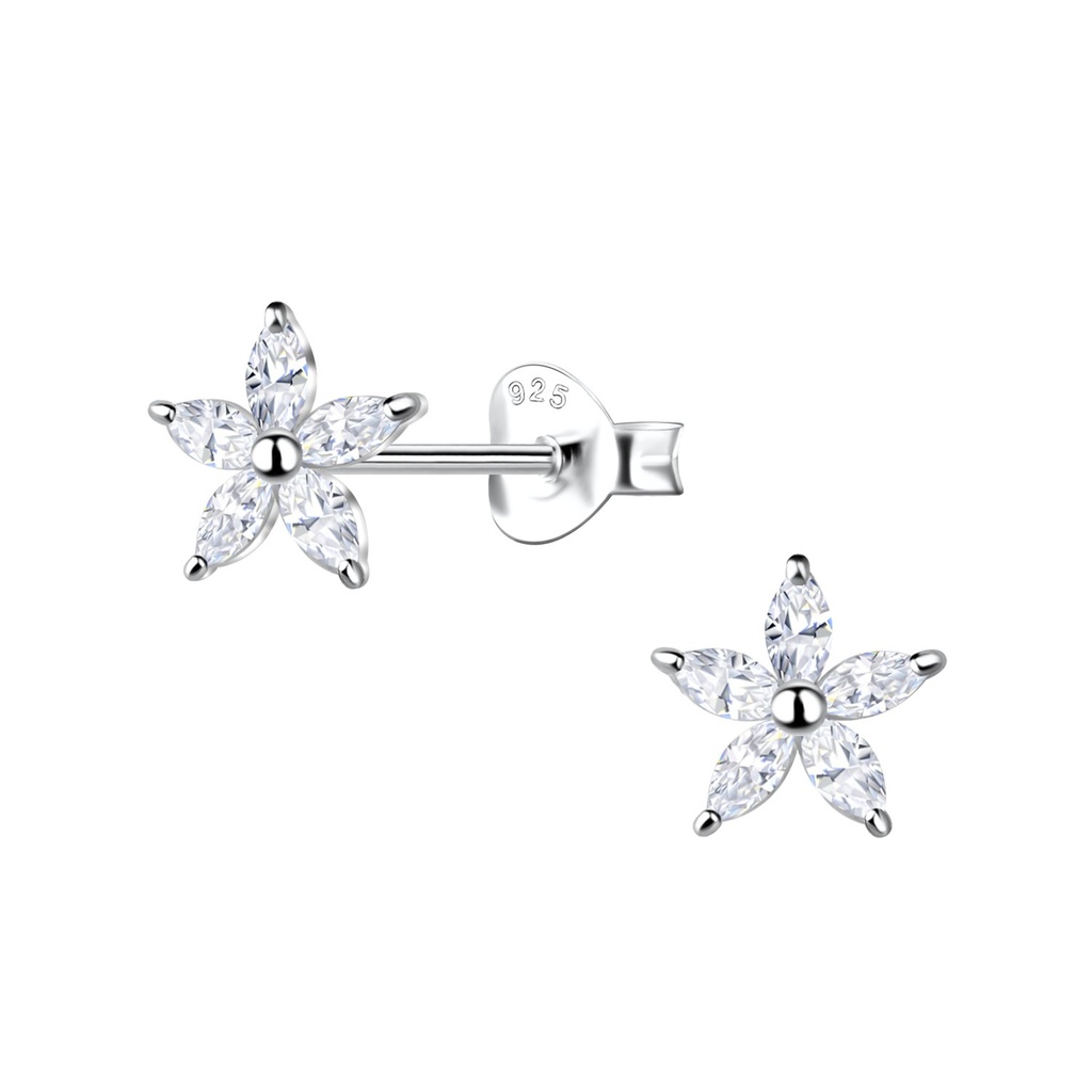 [10033313] Silver Flower Stud Earrings