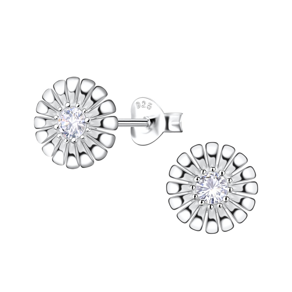 Puces d'oreilles fleur en argent