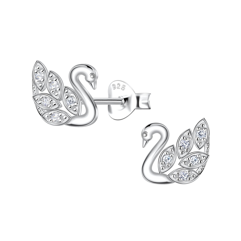Puces d'oreilles cygne en argent