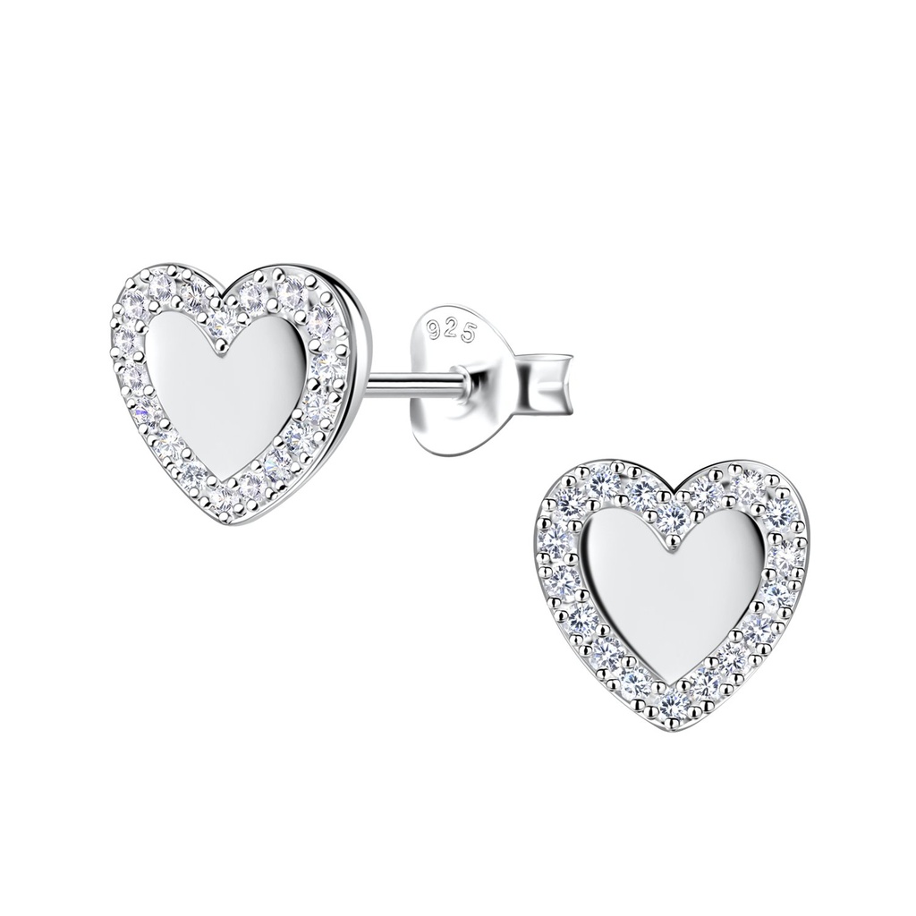 Puces d'oreilles cœur en argent