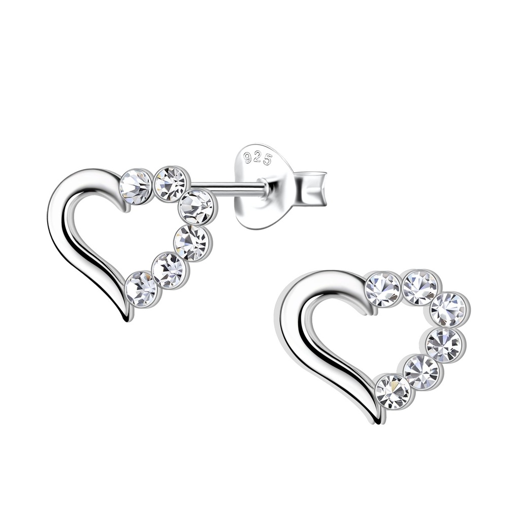 Silver Heart Stud Earrings