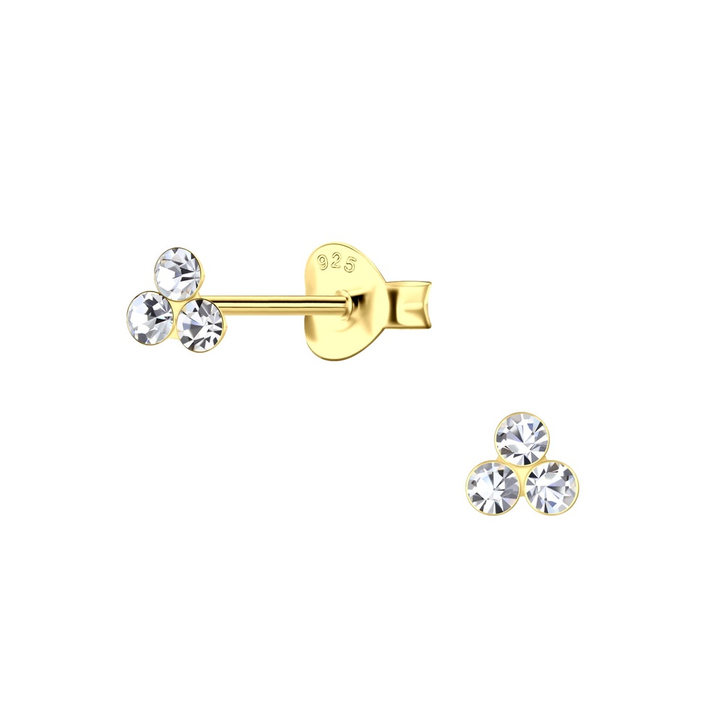 [10033327] Puces d'oreilles trois pierres en argent