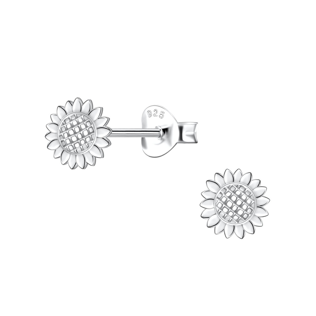 Puces d'oreilles tournesol en argent