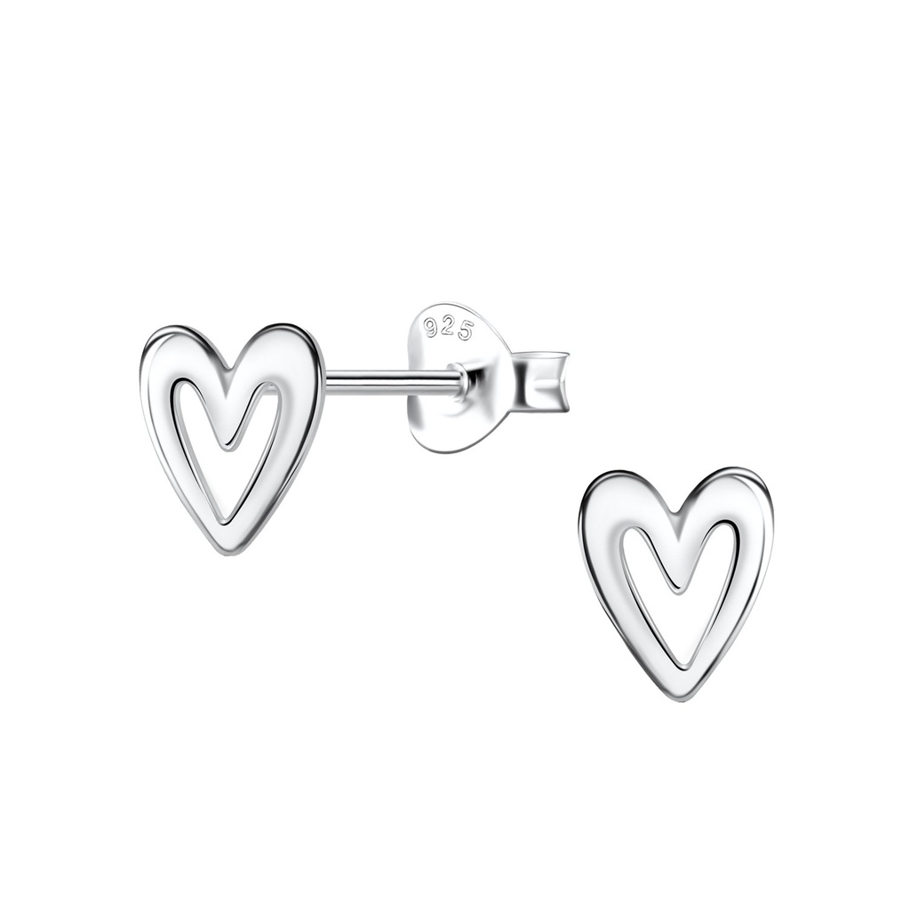 Puces d'oreilles cœur en argent