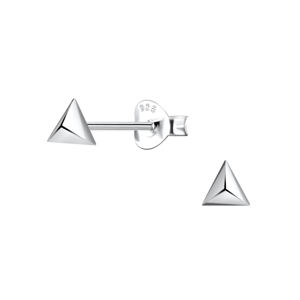 Silver Triangle Stud Earrings