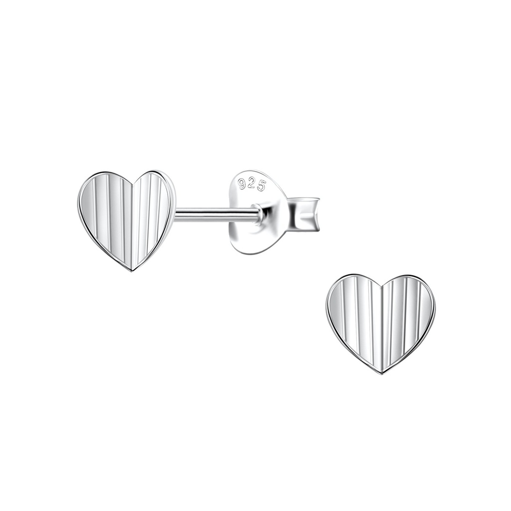 Silver Heart Stud Earrings