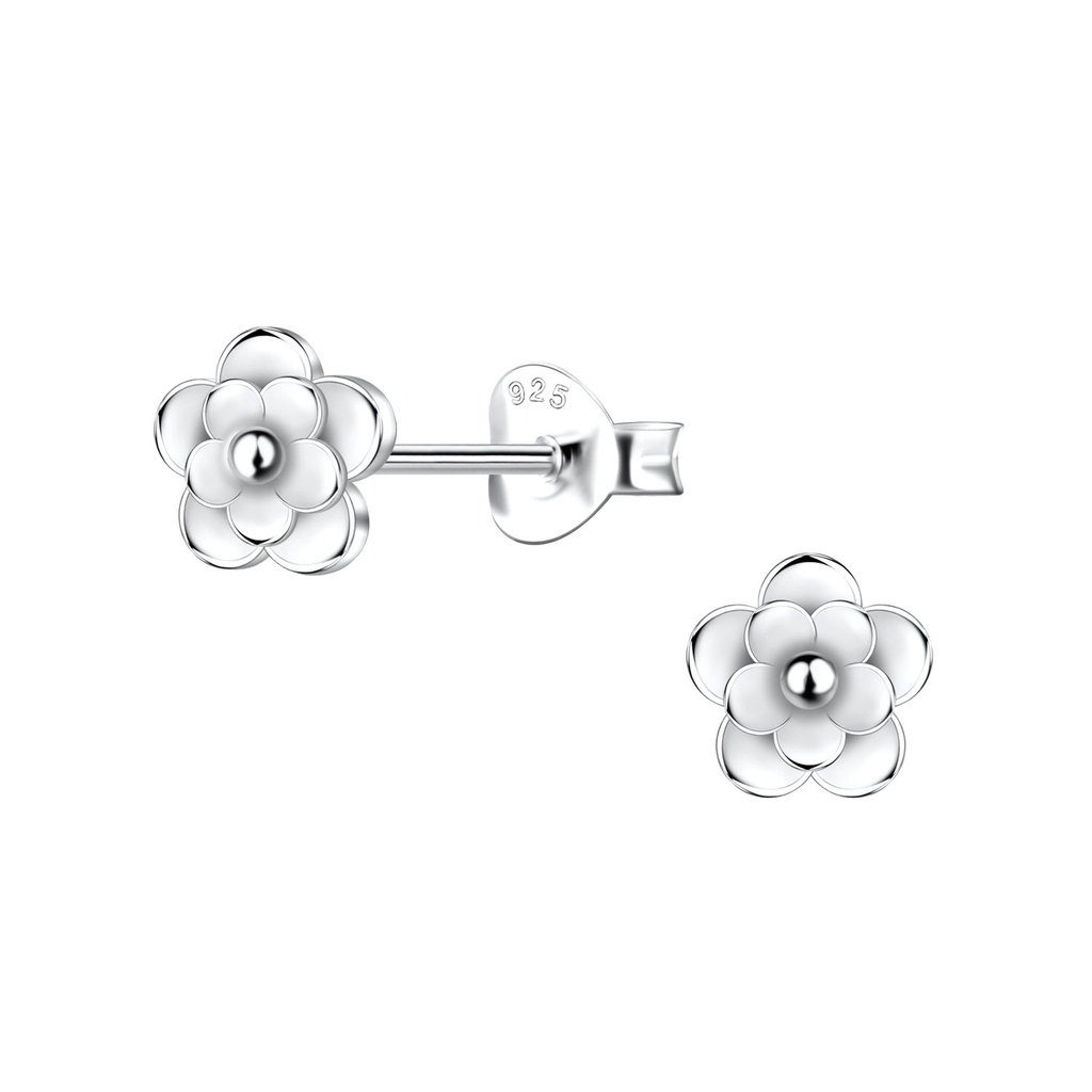 Puces d'oreilles fleur en argent