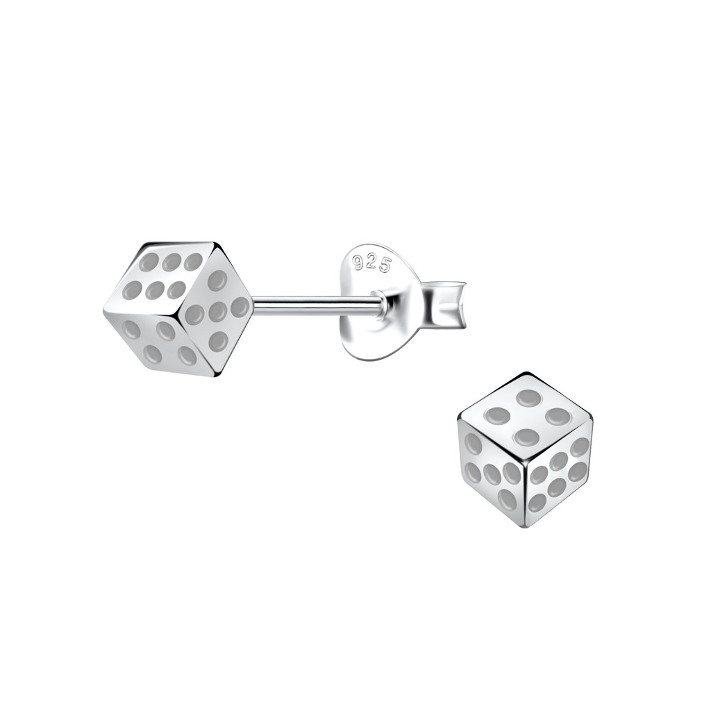 Puces d'oreilles dé en argent