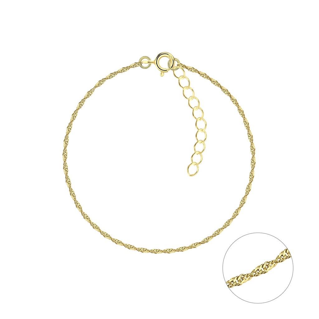 [10022778] 18cm Silver Singapore Chain Bracelet