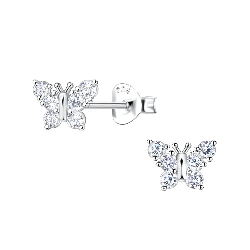 [10033237] Silver Butterfly Stud Earrings