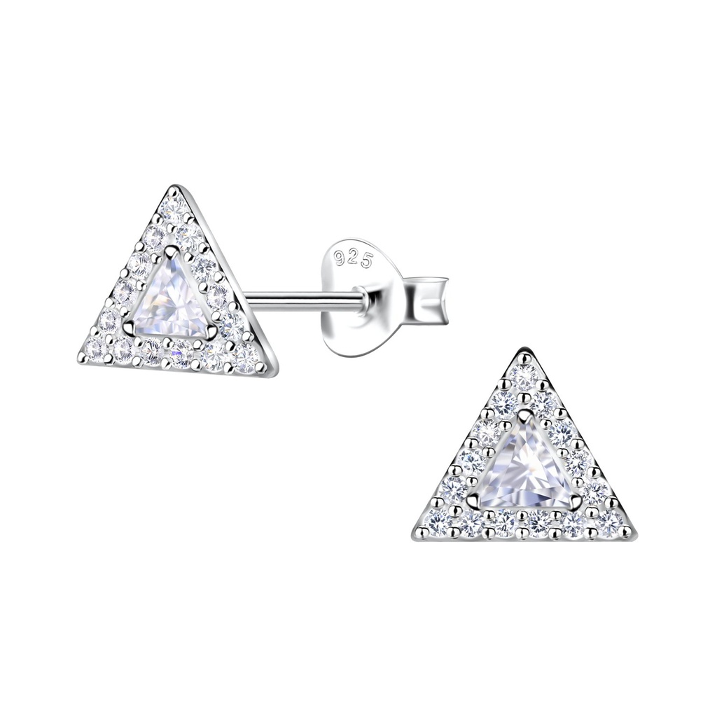 [10033233] Silver Triangle Stud Earrings