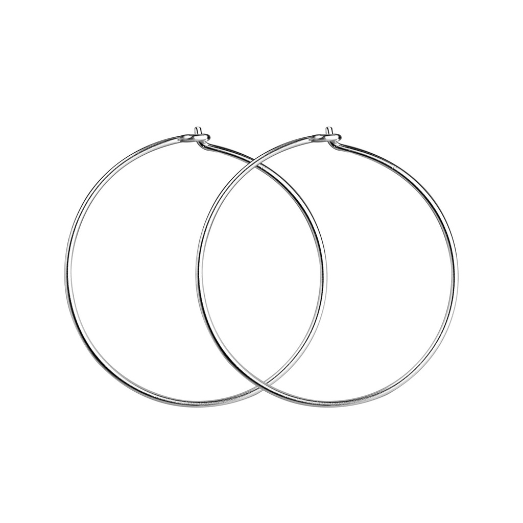 [10032836] 25mm Silver Wire Hoop Earrings – Pack of 5 Pairs