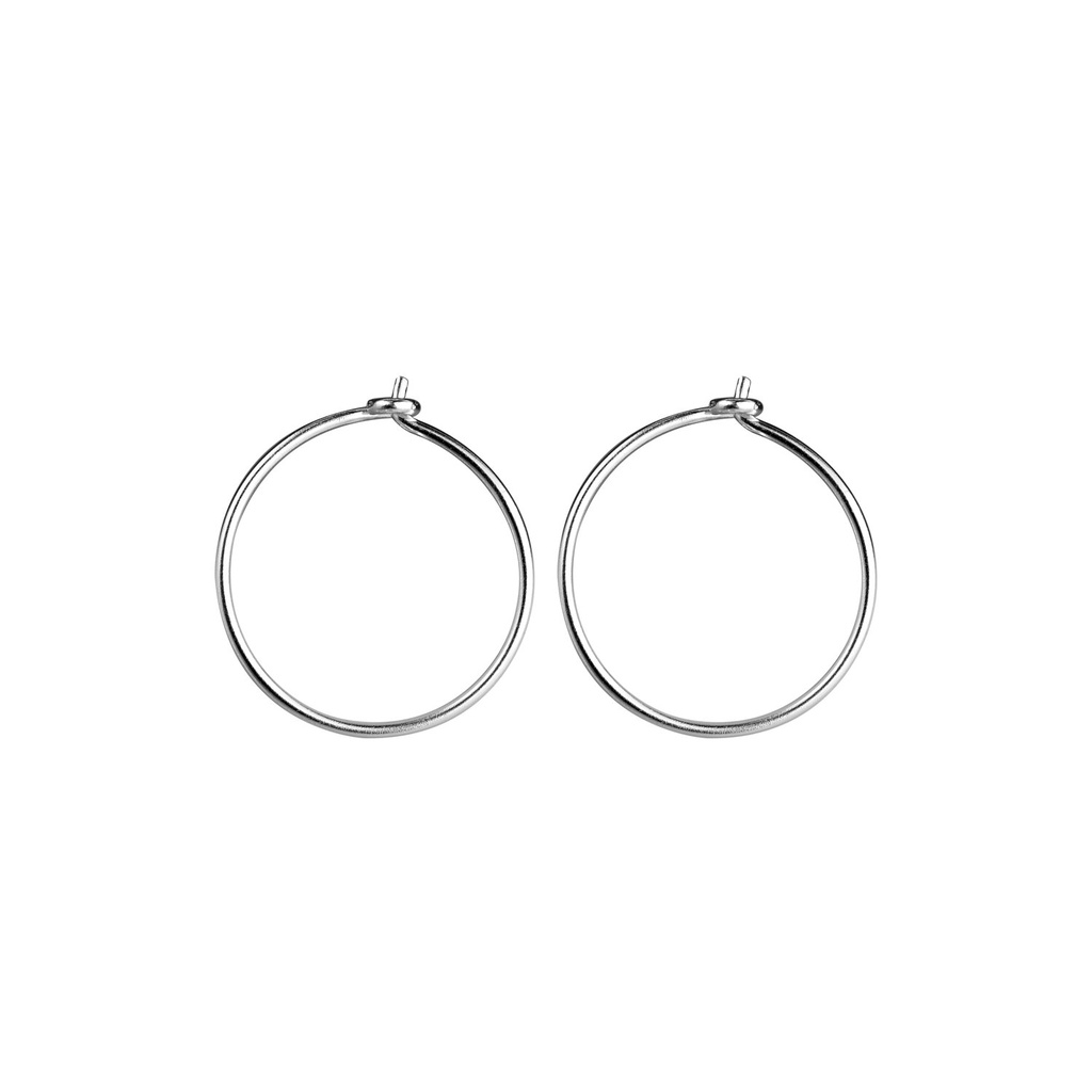 [10032835] 15mm Silver Wire Hoop Earrings - Pack of 5 Pairs