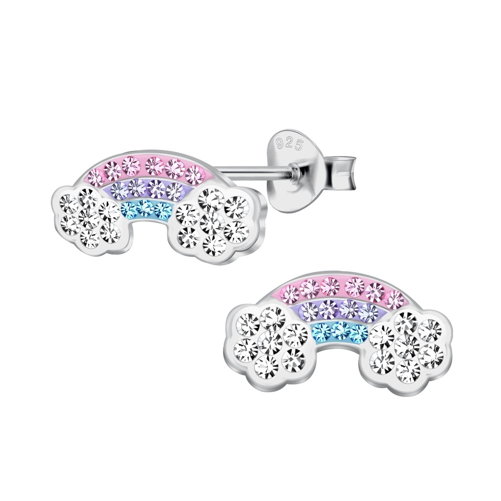 Silver Rainbow Stud Earrings