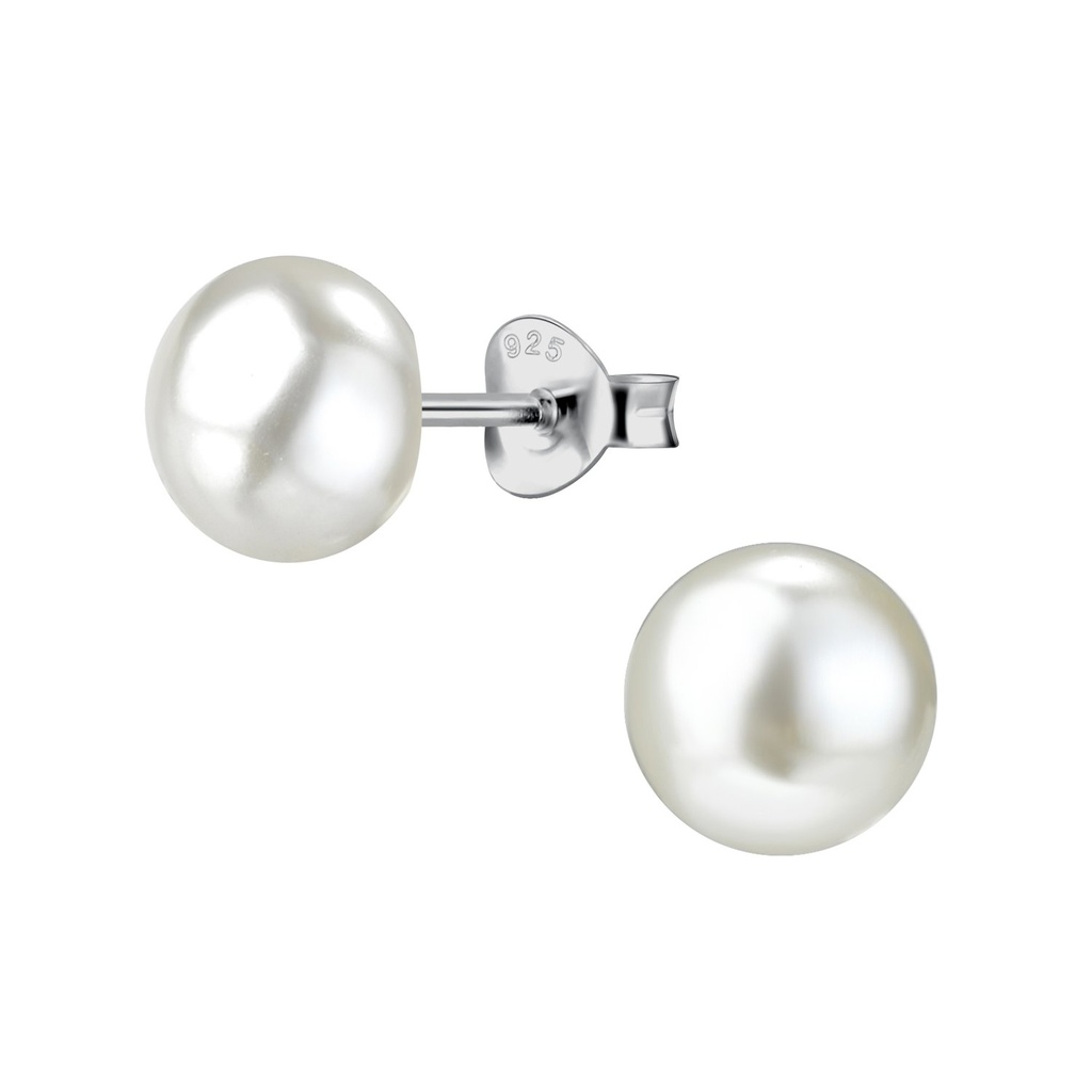 8mm Fresh Water Pearl Silver Stud Earrings