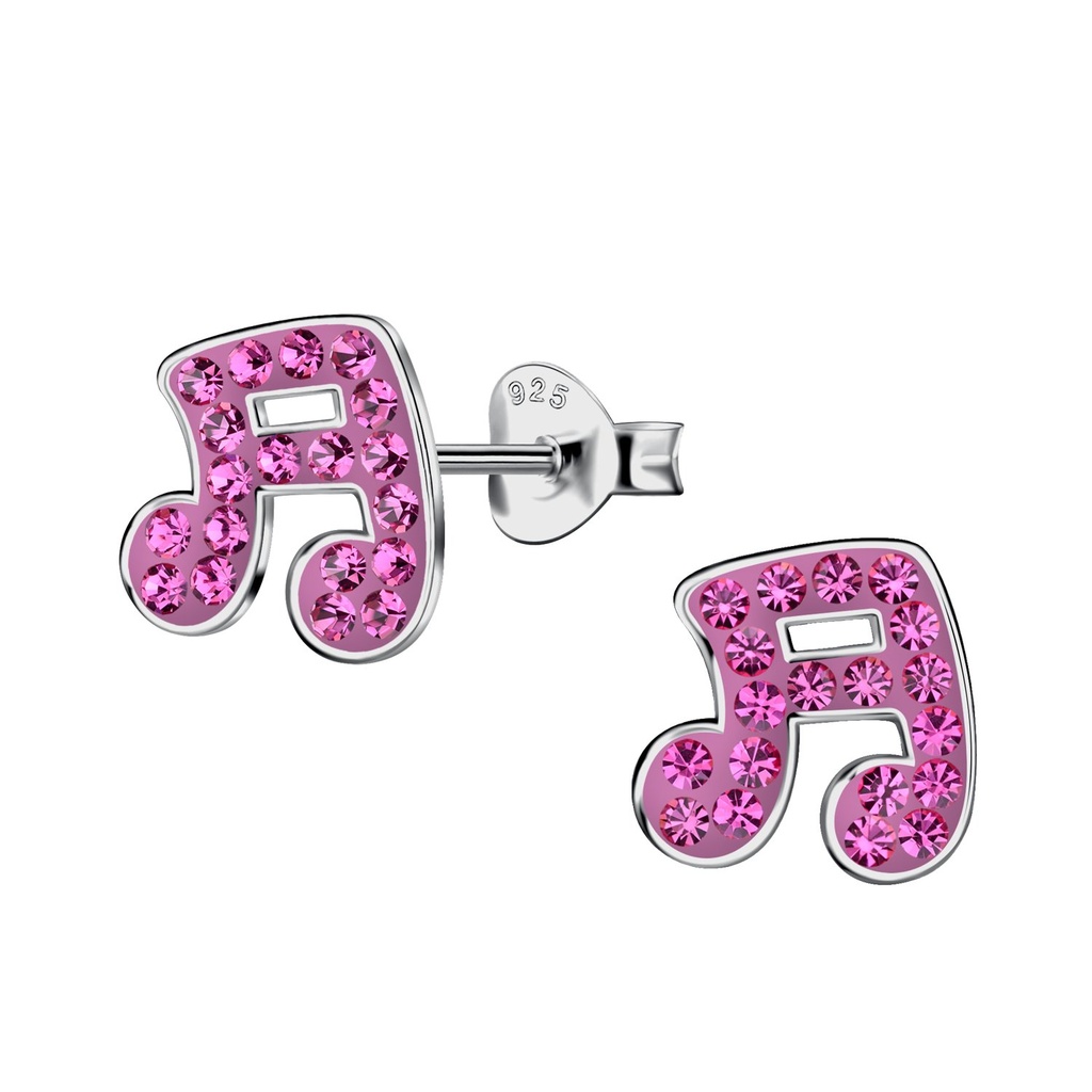 [10032647] Puces d'oreilles note de musique en argent