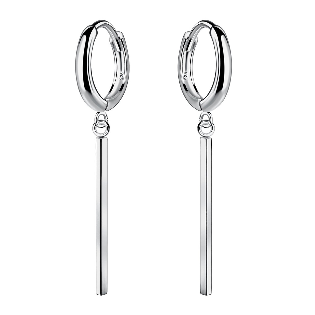 Créoles huggie breloque barre en argent