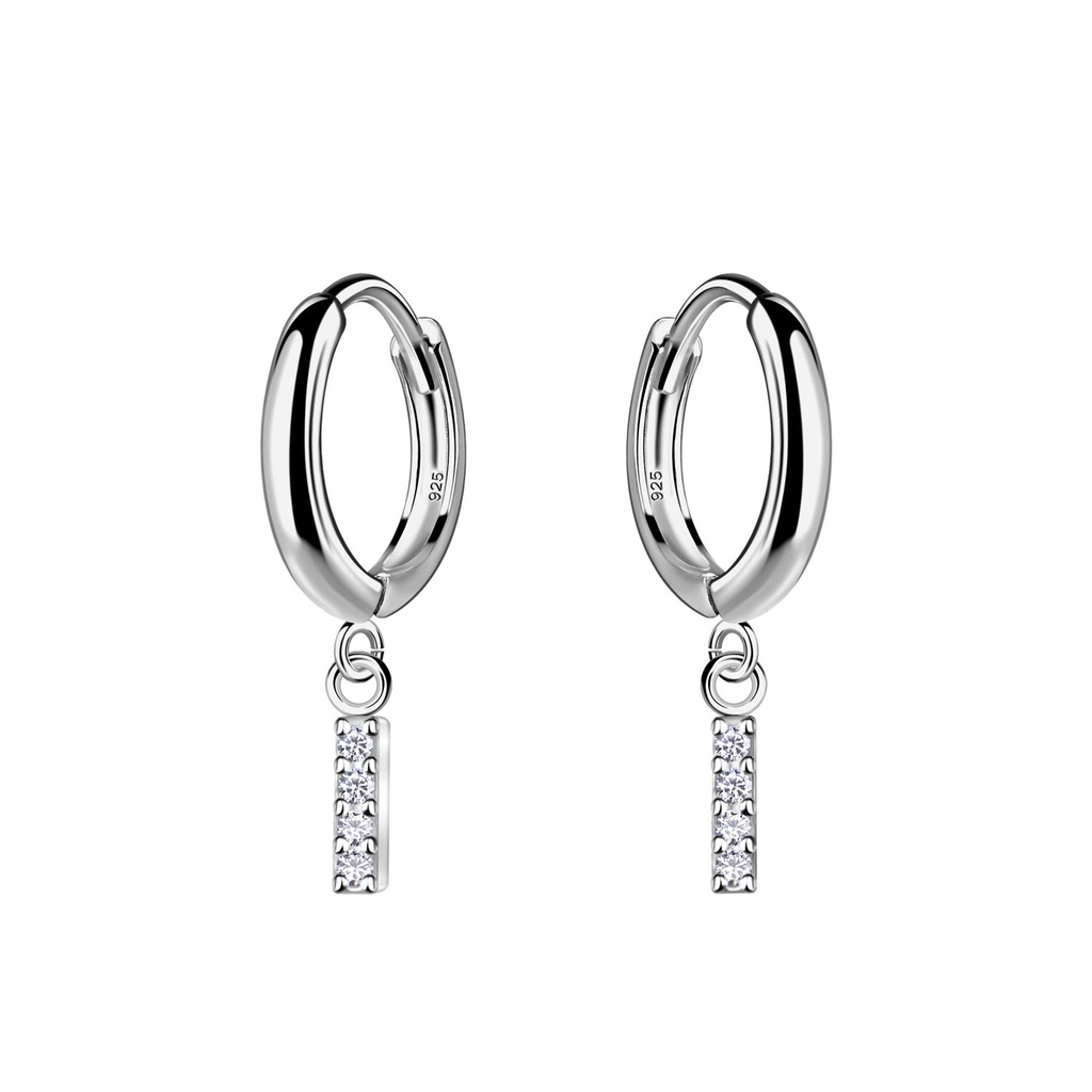 Créoles huggie breloque barre en argent