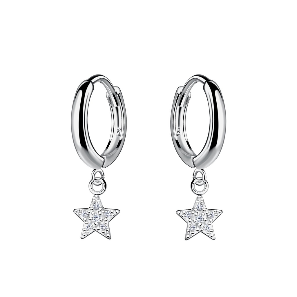 Créoles huggie breloque étoile en argent