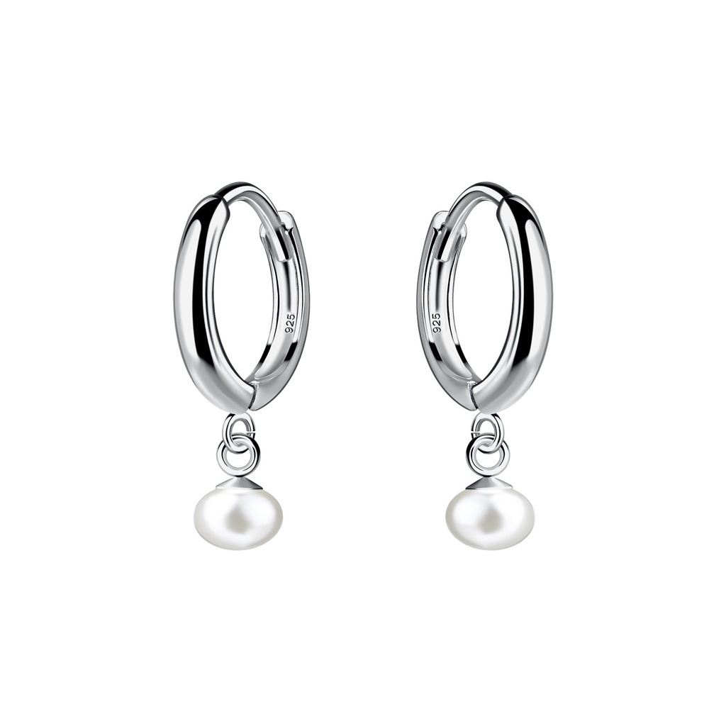 5mm Fresh Water Pearl Silver Huggie Earrings