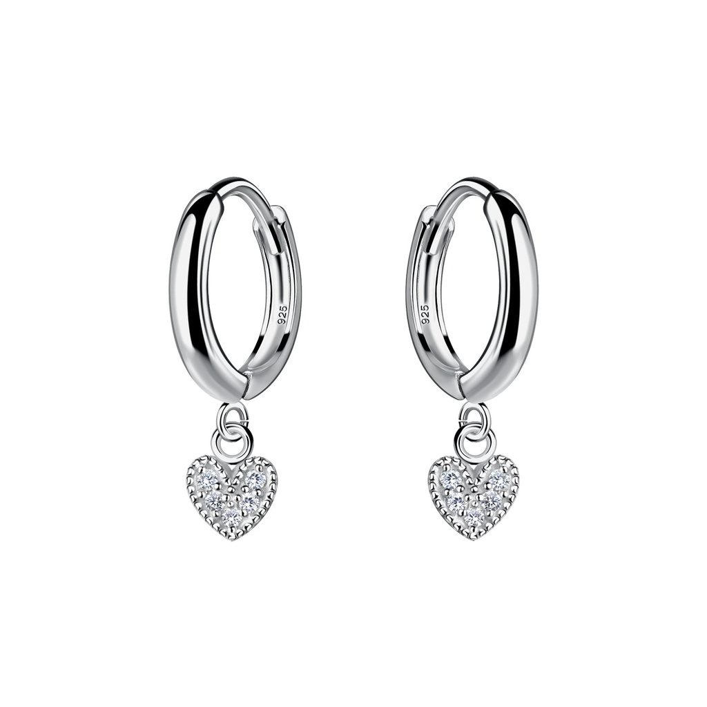 Créoles huggie breloque cœur en argent