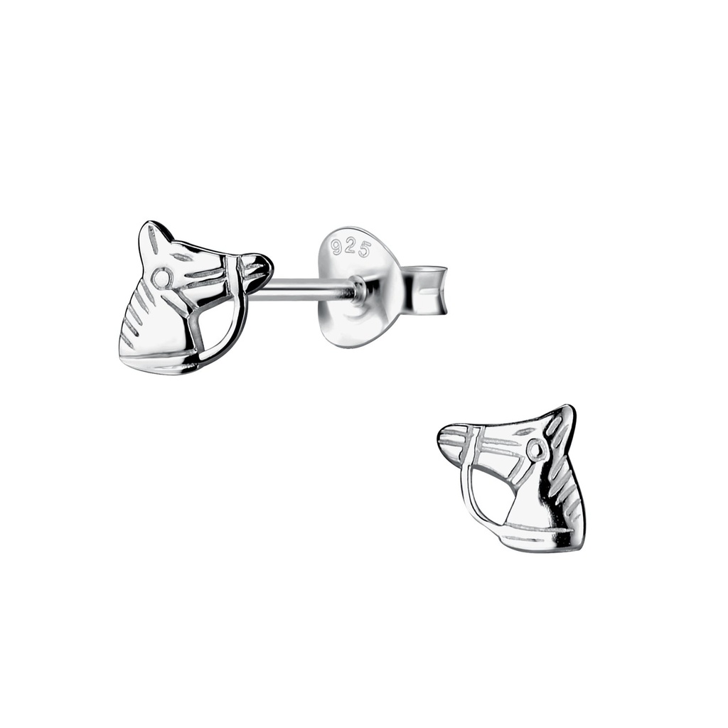 Silver Horse Head Stud Earrings