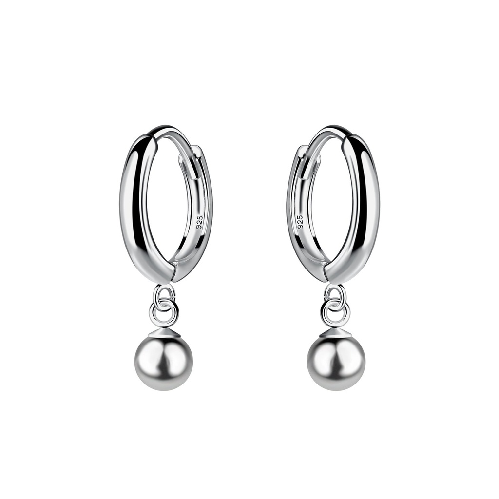 5mm Silver Ball Charm Huggie Earrings
