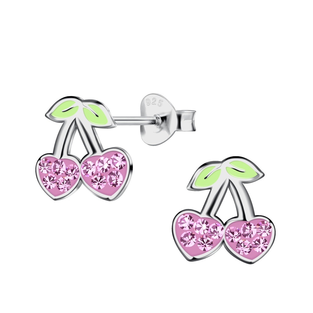 Puces d'oreilles cerise en argent