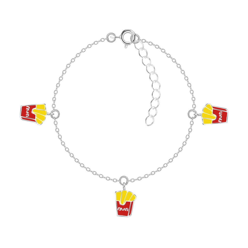 Silver French Fries Bracelet