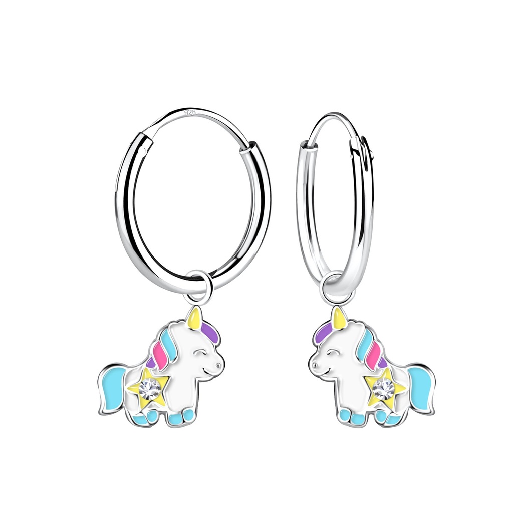 Créoles breloque licorne en argent