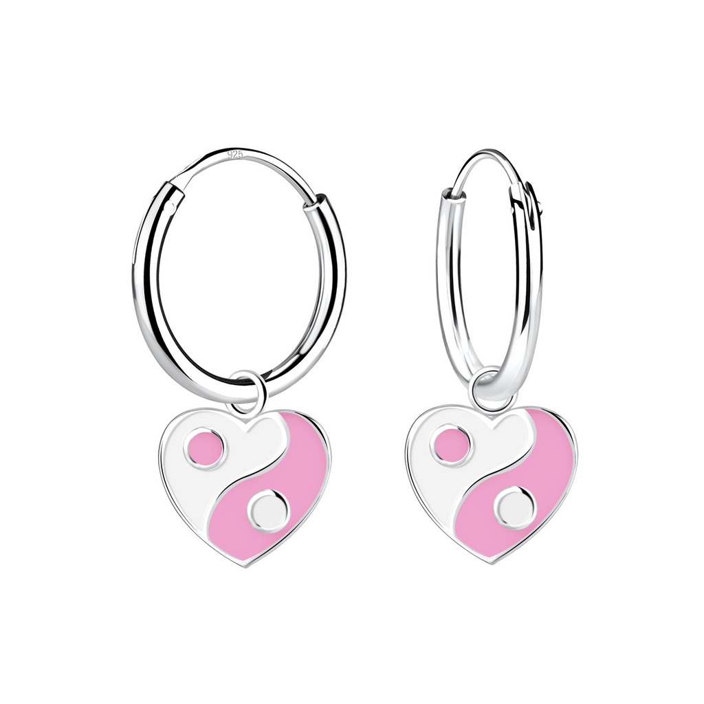 Créoles breloque yin yang en argent